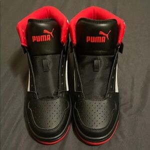 Puma Black and Red High-Top Sneakers